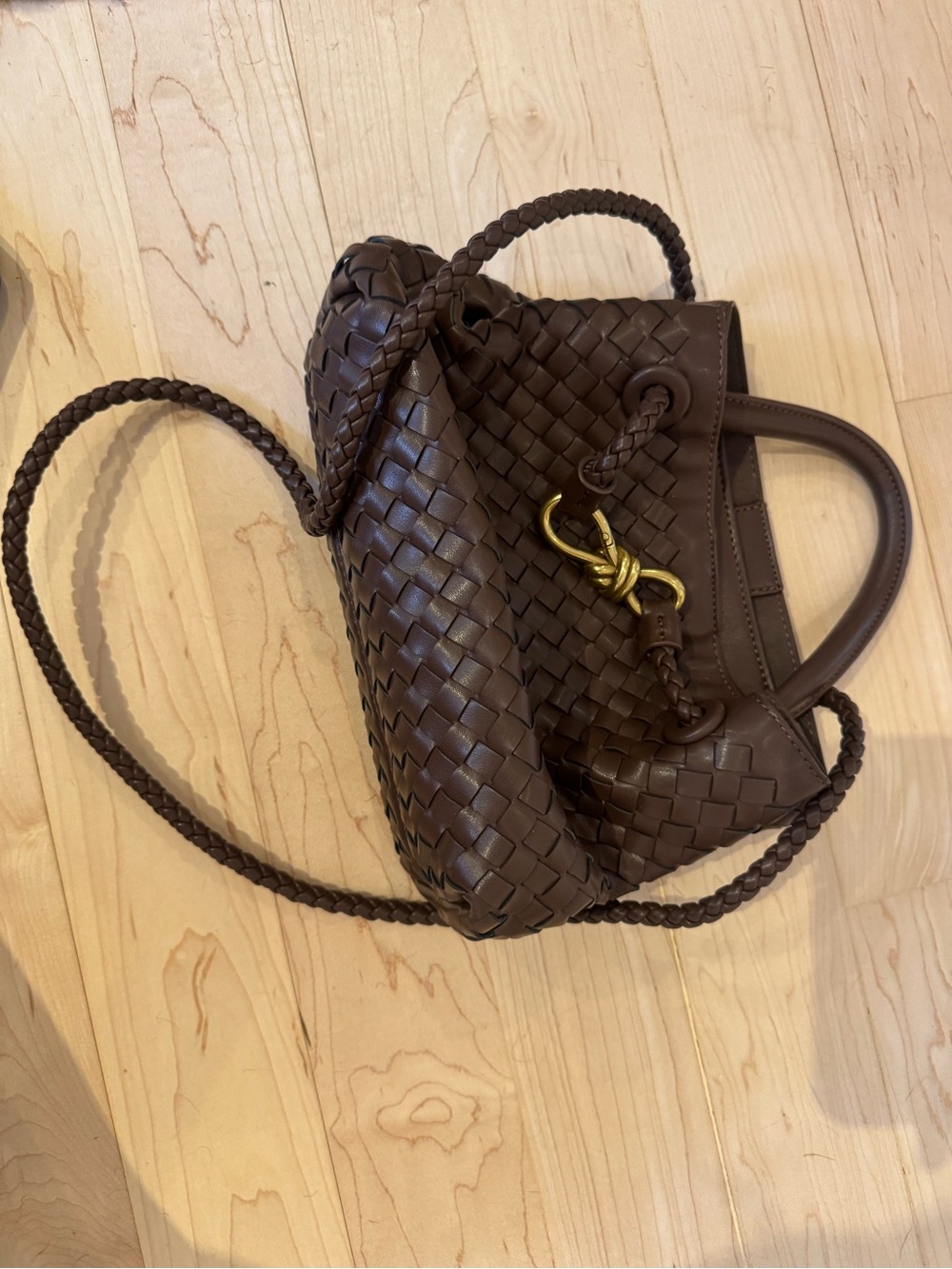Amazon Woven Mini Crossbody Bag - Chocolate Brown